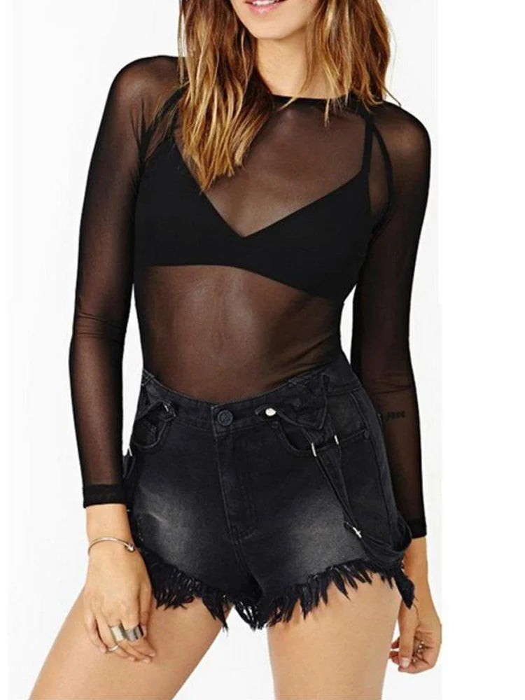 Blusa negra transparente