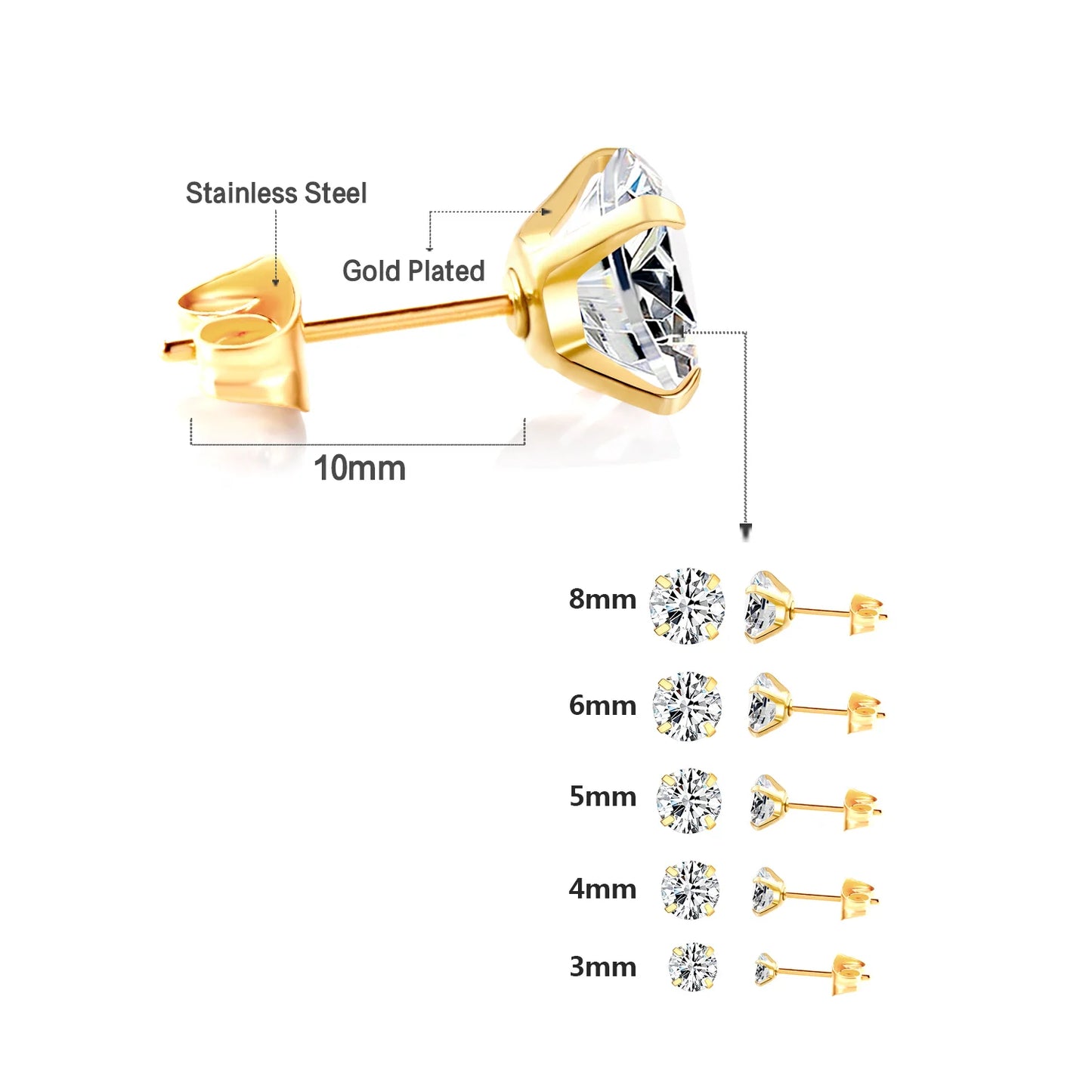 Pendientes de tuerca 1 par