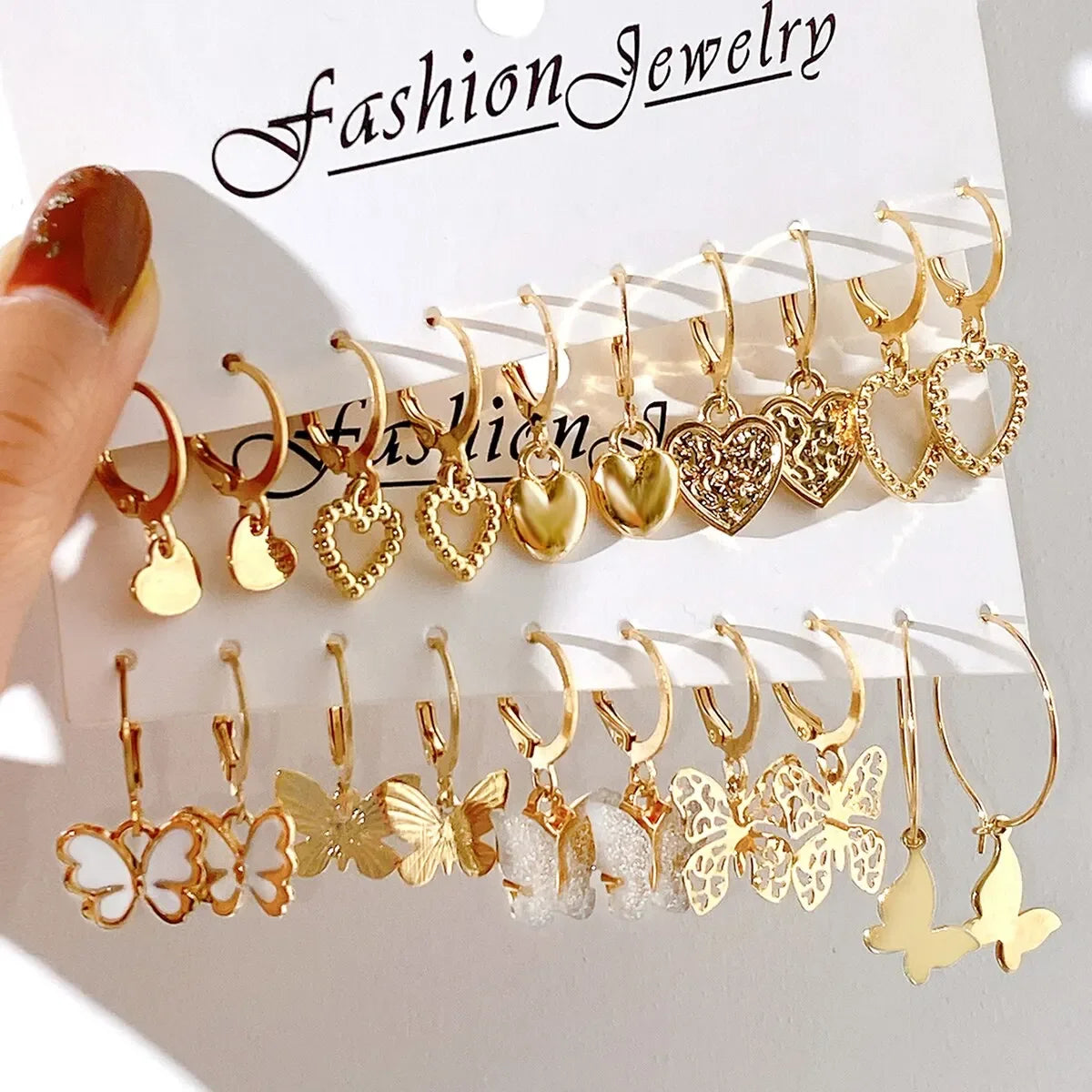 Pendientes color oro 10 pares