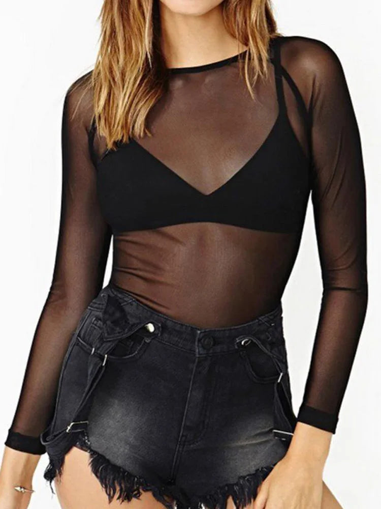 Blusa negra transparente