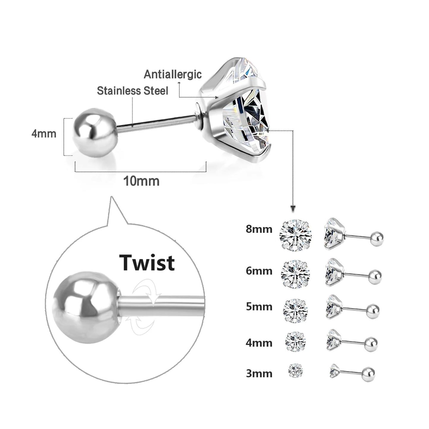 Pendientes de tuerca 1 par