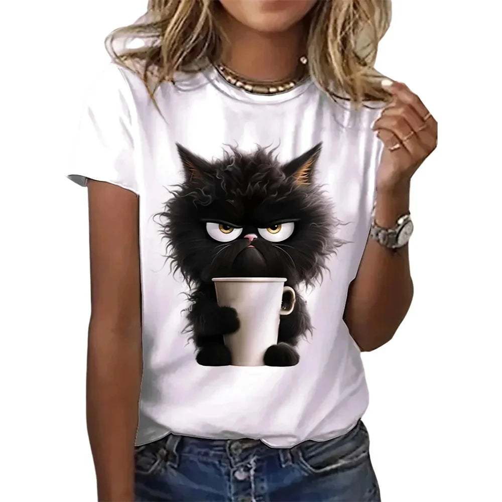 Camiseta blanca gato