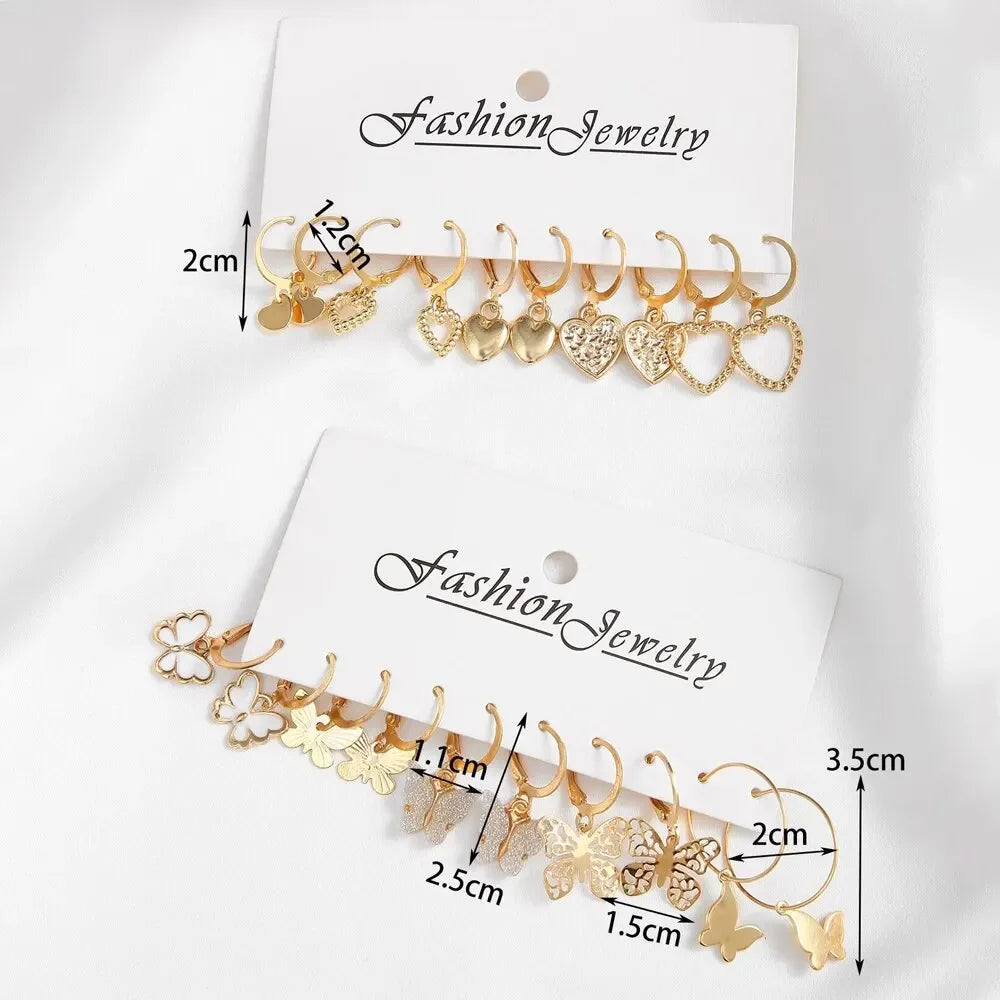 Pendientes color oro 10 pares