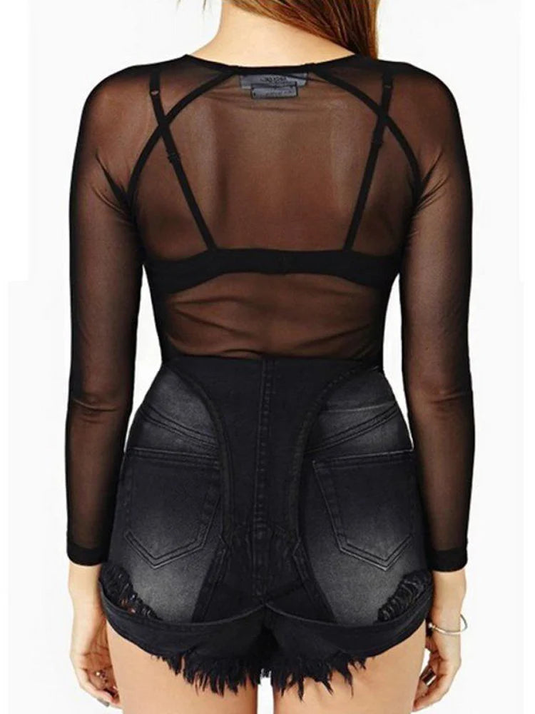 Blusa negra transparente